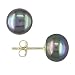 14K Yellow Gold Black Freshwater Pearl Stud Earrings