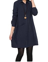 Long Sleeves Cotton/Linen  Shirt  Dress