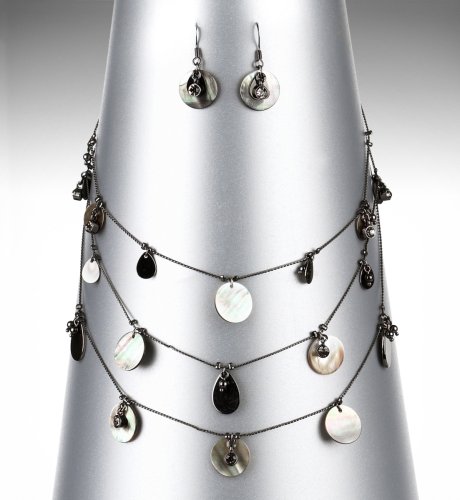 Multi-Shell Disc Necklace & Earrings Set