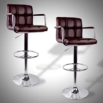 Big Sale 2 Swivel Bar Stool Brown w/ Arm PU Leather Modern Adjustable Hydraulic Barstool