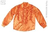 RÜSCHENHEMD – ORANGE – Größe 50/52 (M/L) ***SATINLOOK***