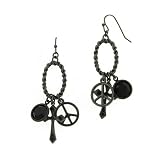 Jet Black Oval Hoop Earrings
