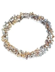 19" Freshwater Keshi Multi-Color Cultured Pearl Strand in Sterling Silver