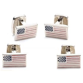Buy Nickle Plated USA Flag Studs Set by Cufflinks
