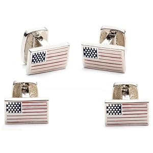 Buy Nickle Plated USA Flag Studs Set by Cufflinks