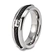 Black Steel Cable Inset Titanium Ring (7.0mm) - Sizes 7 - 13