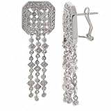 Sterling Silver Simulated Diamond CZ three strand Chandelier Earrings