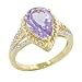 10k Yellow Gold Rose-de-France Amethyst and Diamond Ring, Size 7