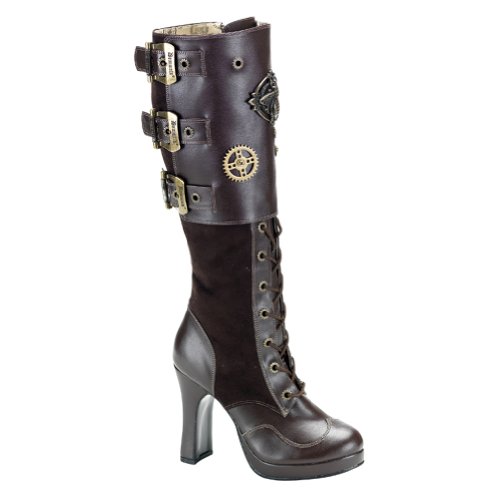 4 Inch Sexy Knee High Boots Gothic Steampunk Boots Theatre Costumes Boots Brown