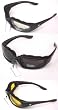 3 Motorcycle Padded Glasses Sunglasses Clear Smoke Yellow Has Comfortable Foam Padding on the Entire Inside of the Glasses to Fit Snug to Your Face and Protect Against Wind Dust and Sweat From Getting Into Your Eyes