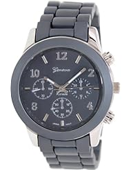 Geneva Platinum Womens 9245.GREY.SILVER Grey Plastic Quartz Watch with Grey Dial
