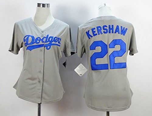 L.A. Dodgers Women's #22 Clayton Kershawgray Baseball Jersey Gray L