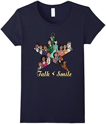 Women's Yellow Stars T-Shirt - Talk < smile t shirt, circle stars Medium Navy