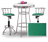 Chrome Bar Table & 2 Chrome Adjustable 24"-29" Everglade Vinyl Seat Barstoo ....