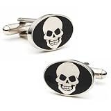 Smiling Skull Black Enamel Cufflinks Cuff Links