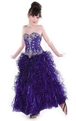 Toddler Chiffon/Taffeta/Tulle Crystal Applique Lace Crystals Beaded Pageant Dress 
