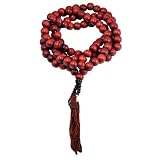 Tibetan Red 14mm Red Wood Prayer Beads, Tibetan Mala