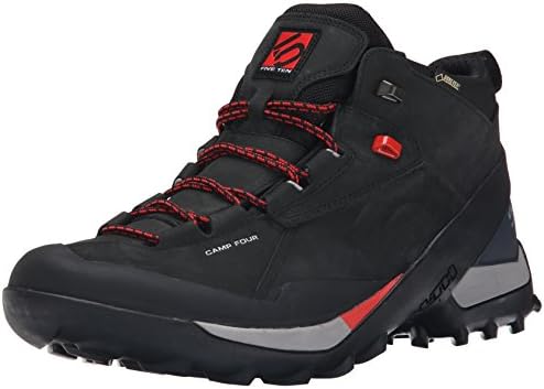 Five Ten Men's Camp Four Leather GTX Mid Hiking Boot, Black/Red, 11.5 M US
