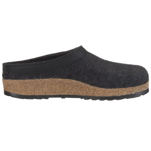 Haflinger GZL Grizzly Clog with Leather Trim,Charcoal,41 EU (US Women's 10 M)