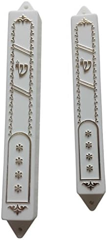 White and Gold Embossed Plastic Mezuzah Scroll Case (3 Pack) - 5.7 inches (for 12cm scroll)