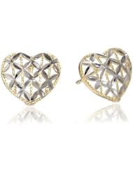 Girls 14k White and Yellow Gold Heart Stud Earrings