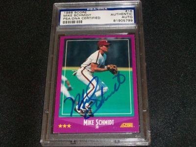 Philadelphia Phillies HOF Mike Schmidt Auto Signed 1988 Score Card #16 PSA DNA - Autographed MLB Magazines