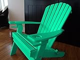 NEW DELUXE 7 SLAT ARUBA BLUE Poly Lumber Wood Folding Adirondack Chair with 2 CUP HOLDERS- Amish Made USA