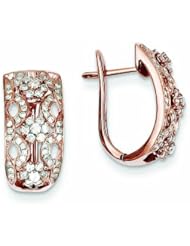 0.7 Carat 14K Gold Rose Gold Diamond Flower Hinged Hoop Earrings