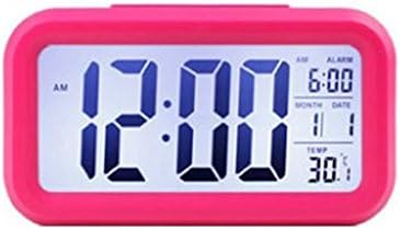 THUNBIRD Digital LCD Large Screen Desk Bedside Alarm Clock with Snooze Light Function Batteries Powered for Children Women Elderly People Pink
