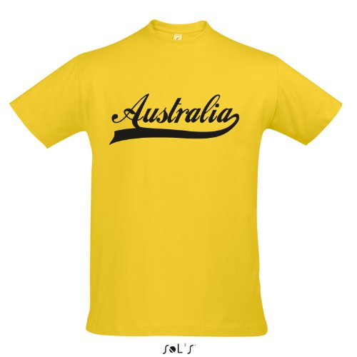 T-Shirt – Australia Oldschool Australien LÄNDERSHIRT EM / WM FAN Trikot S-XXL , Gold – schwarz , L