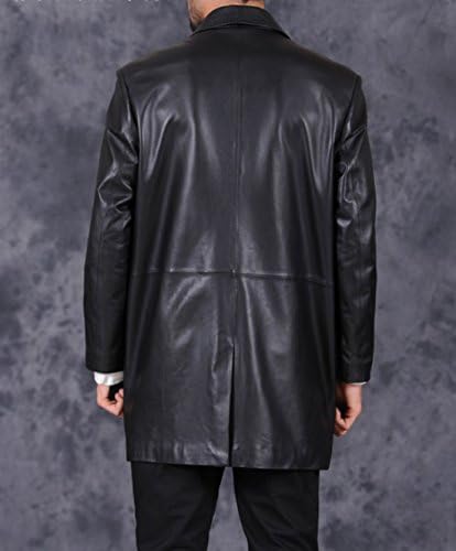 Erechtheus Men's Longline Genuine Leather Lounge Jacket (Large, Black)