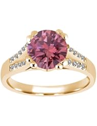 1.14 Ct Round Pink and White Diamond 18K Yellow Gold Ring