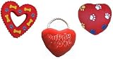 Heart Collection - 3 Heart shape dog toys, plush, Vinyl & Latex