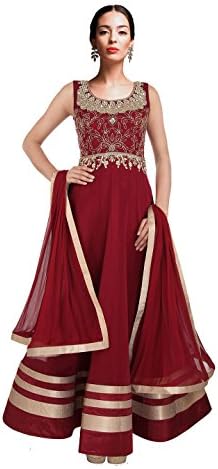 Unnati Women's Bollywood Style Anarkali Suits With Heavy Embroidery At The Neck Area Medium - 36" Multicolor