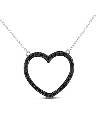 1ct Black Diamond Heart Necklace Crafted In Solid Sterling Silver, 18 Inches