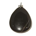 Onyx Pendant 03 Stone Black Drop Vein Gunmetal Crystal Healing Rock 1.5