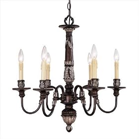 Monarch Six Light Chandelier in Hand Rubbed Bronze with Antique Silver Accents by Livex Lighting