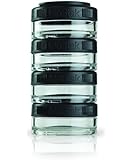 BlenderBottle GoStak Twist n' Lock Storage Jars, 40cc 4-Pak, Black