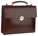 Leonhard Heyden Mens Windsor Two Gusset Briefcase Brown Medium