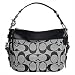 Coach Signature Zoe Shoulder Convertiable Bag Purse Tote Black White