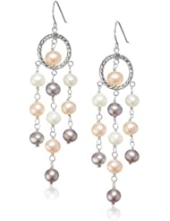 Multi-Color Potato Freshwater Cultured Pearl Chandelier with Sterling Silver Earwire Drop Earrings