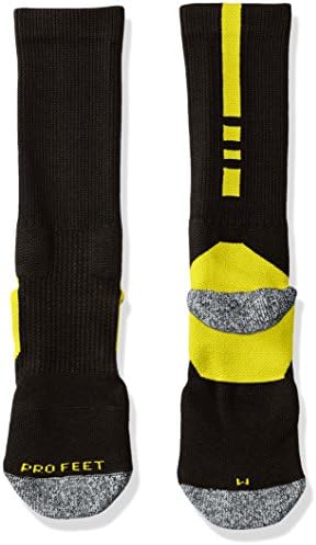 Pro Feet Men's Shooter 2.0 Team Socks, Black/Neon Yellow, Medium