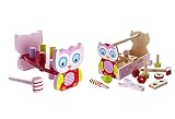 Spielzeug aus Holz Set aus Eulen Hammerspiel Hammerbank und Werkzeugkiste Holzspielzeug für Mädchen