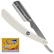 Parker SRW Stainless Steel Straight Edge Barber Razor & 100 Shark Super Stainless Blades