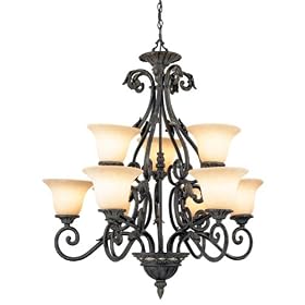 Eurofase 16564-015 Elderon 9-Light Chandelier, Antique Bronze Scavo by Eurofase