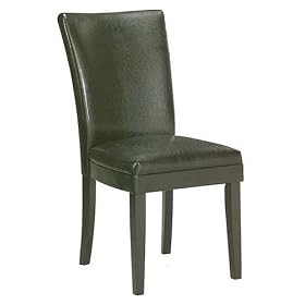 2 NEW BLACK LEATHER-LIKE PARSON CHAIRS WITH BLACK WOOD LEGS by Chairs