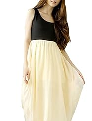 Chiffon/Cotton/Polyester  Colorblocking Sheer Sleeveless Scoop Neck Summer High-Low-Hem  Dress With Ruffles