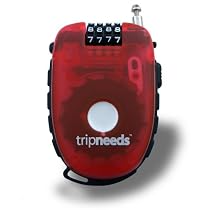 Ultra-Secure 4-Dial Combination Retractable Cable Lock (RED) by TripNeeds
