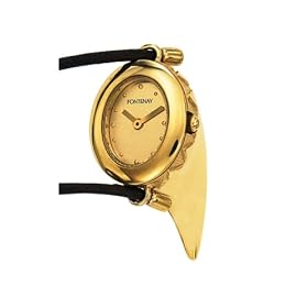 Fontenay - PG1203FB - Montre Femme Pendentif Dor�e- Quartz Analogique - Fond Dor� - Tour de Cou Lien Noir
