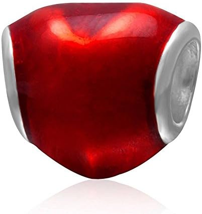 Charmstar In My Heart Charm with Red Enamel Accents 925 Sterling Silver Love Bead Fits Compatible European Style Valentines Bracelet